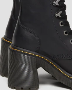 Dr. Martens New And Featured|Heeled Boots*Jesy Sendal Leather Lace Up Flared Heel Boots in Black Black — Sendal