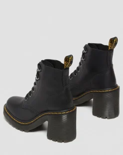 Dr. Martens New And Featured|Heeled Boots*Jesy Sendal Leather Lace Up Flared Heel Boots in Black Black — Sendal