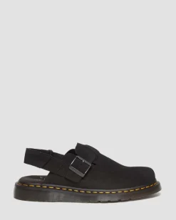 Dr. Martens Mules|Shoes*Jorge II Suede Slingback Mules in Black Black — E.H.Suede
