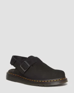 Dr. Martens Mules|Shoes*Jorge II Suede Slingback Mules in Black Black — E.H.Suede
