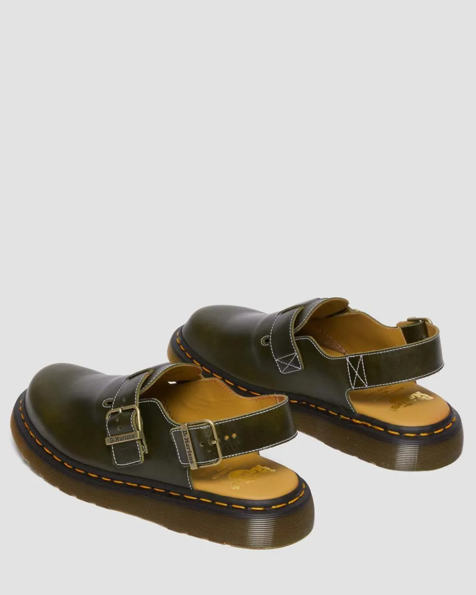 Dr. Martens Last Chance Styles|Last Chance Styles*Jorge Made in England Classic Leather Slingback Mules in Dark Green DARK GREEN — Classic Calf