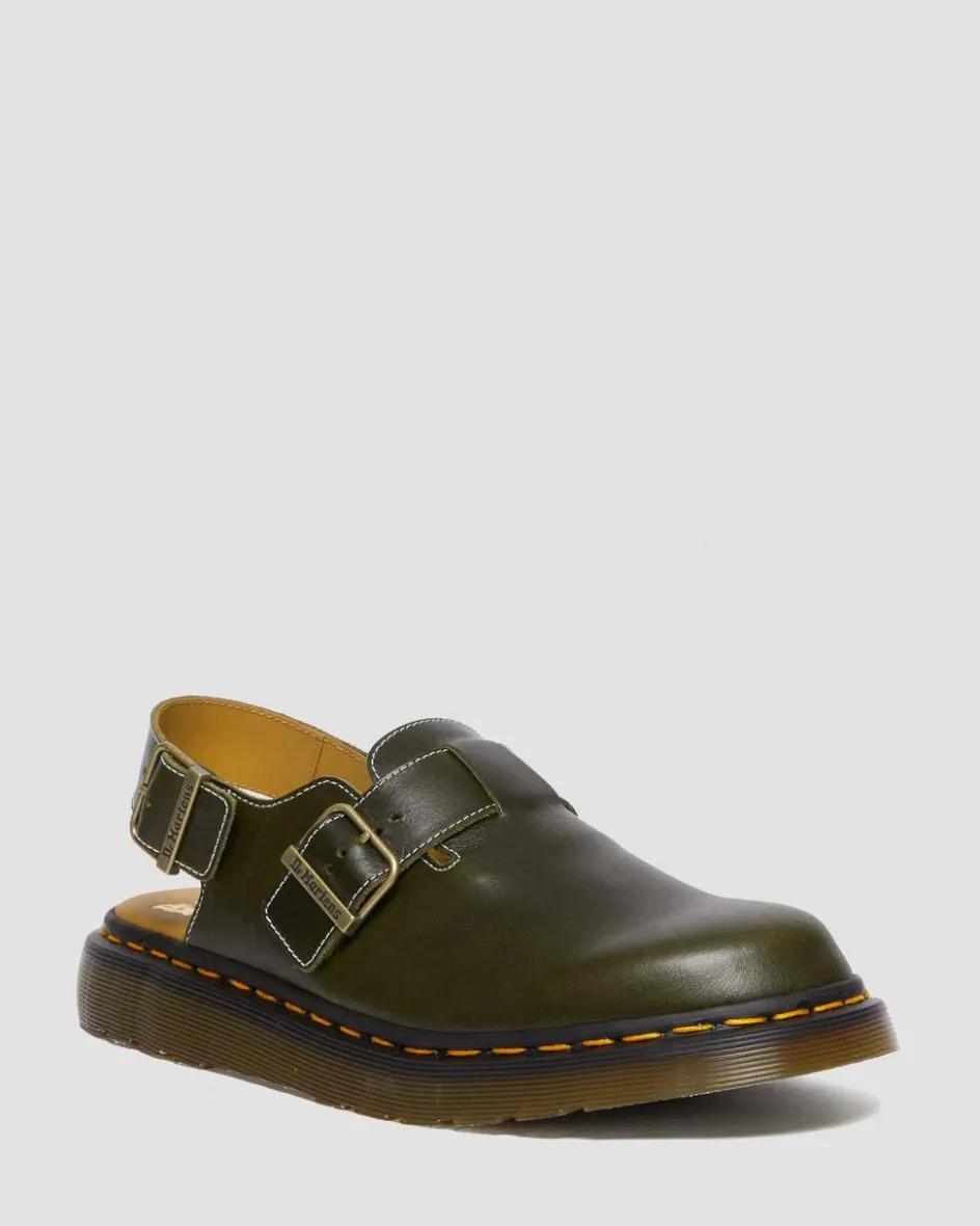 Dr. Martens Last Chance Styles|Last Chance Styles*Jorge Made in England Classic Leather Slingback Mules in Dark Green DARK GREEN — Classic Calf