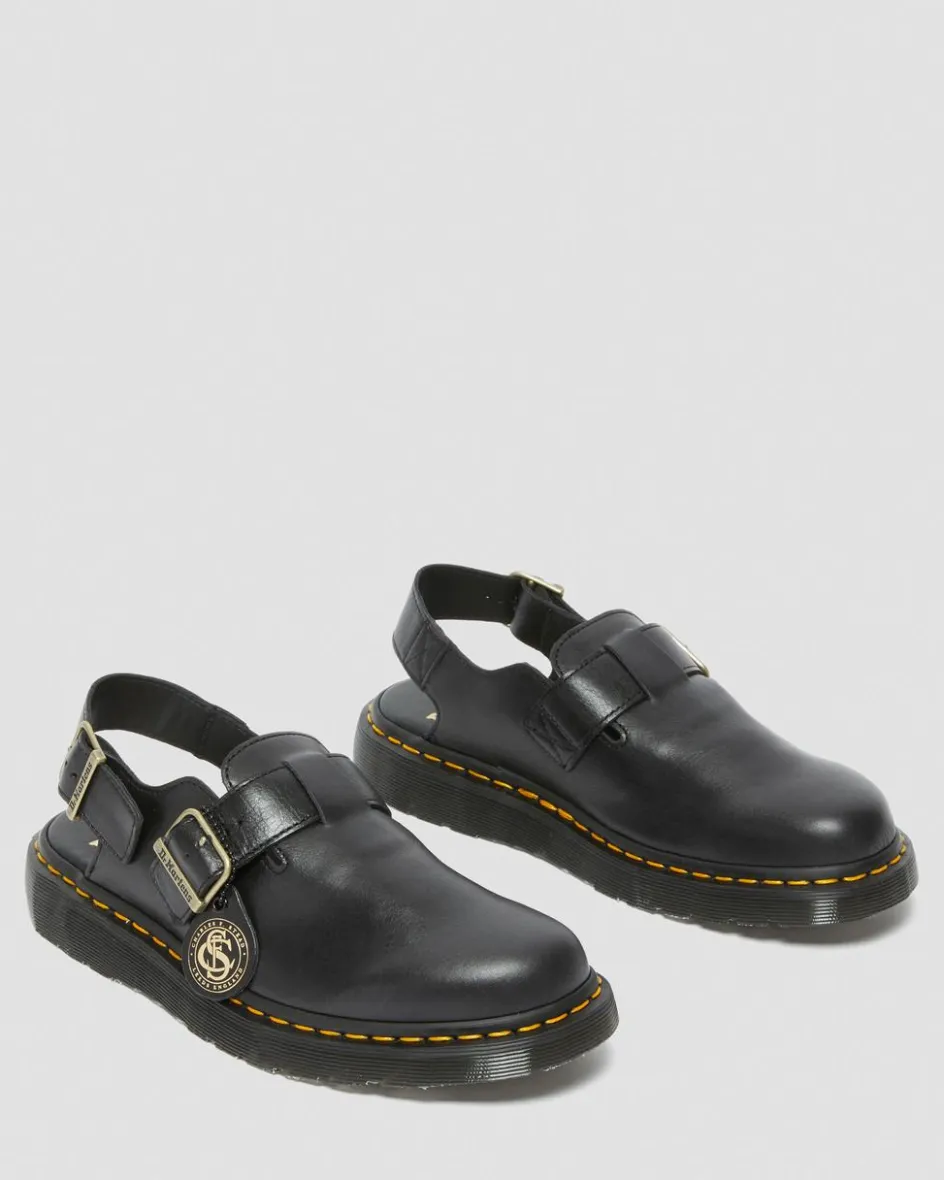 Dr. Martens Last Chance Styles|Last Chance Styles*Jorge Made in England Leather Slingback Mules in Black Black — Classic Calf