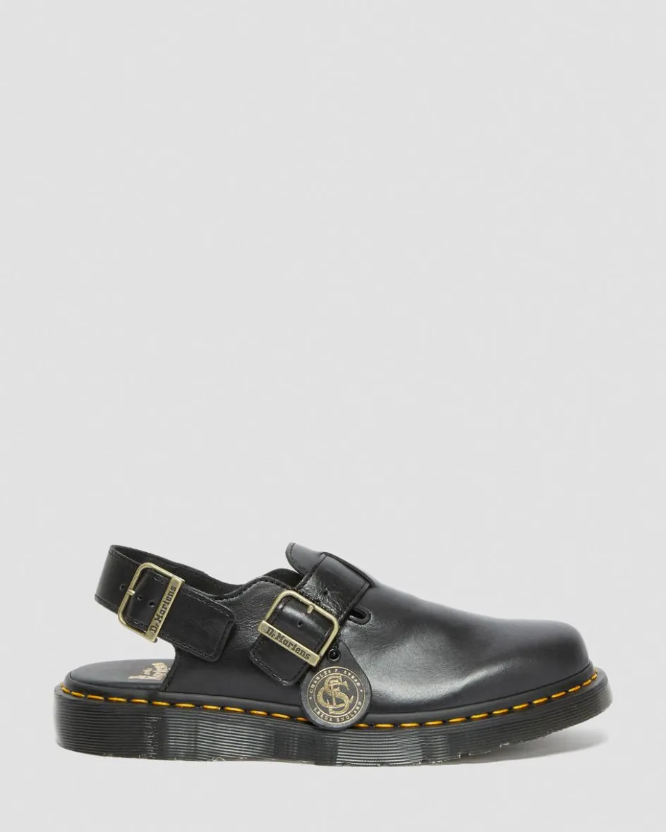Dr. Martens Last Chance Styles|Last Chance Styles*Jorge Made in England Leather Slingback Mules in Black Black — Classic Calf