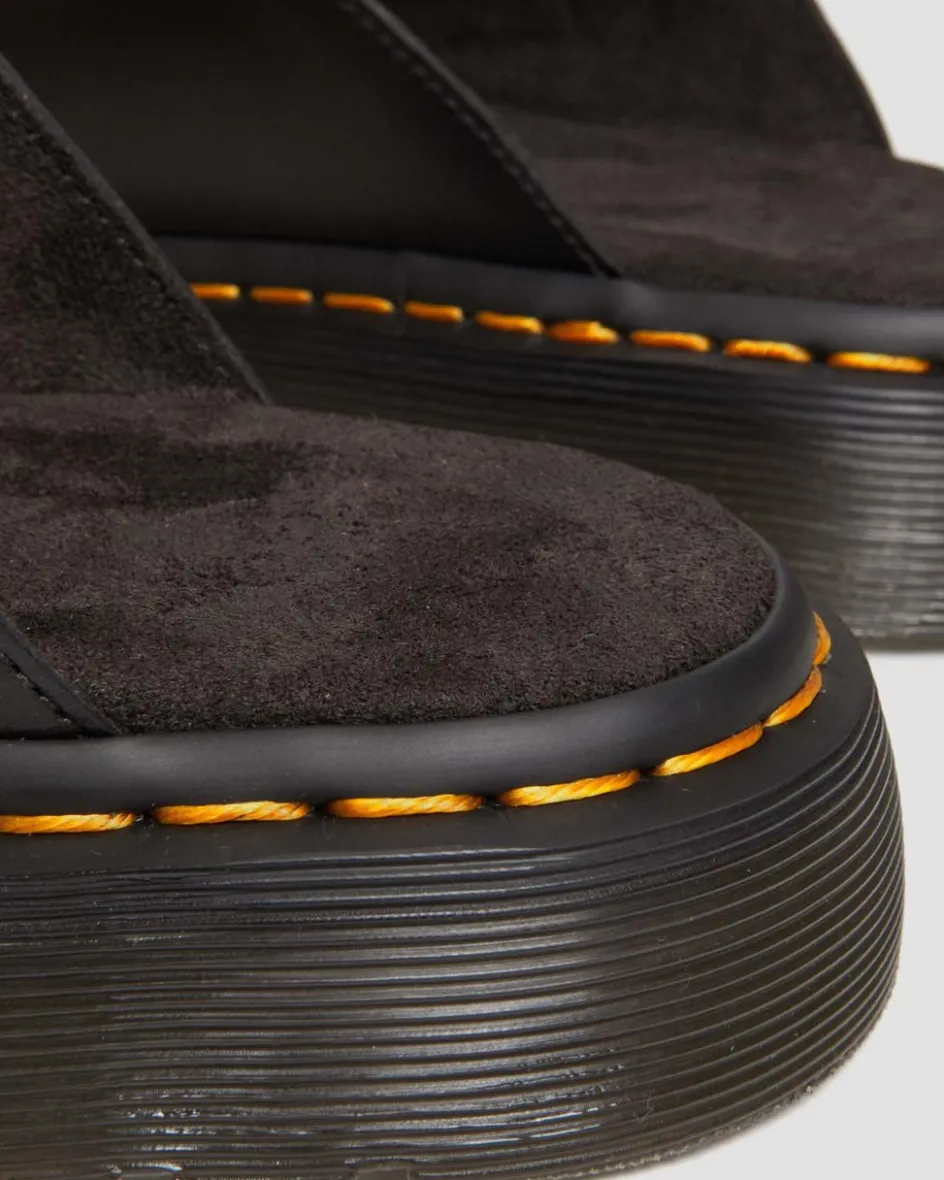 Dr. Martens Slides|Sandals*Josef Analine Leather Buckle Slide Sandals in Black Black — Analine