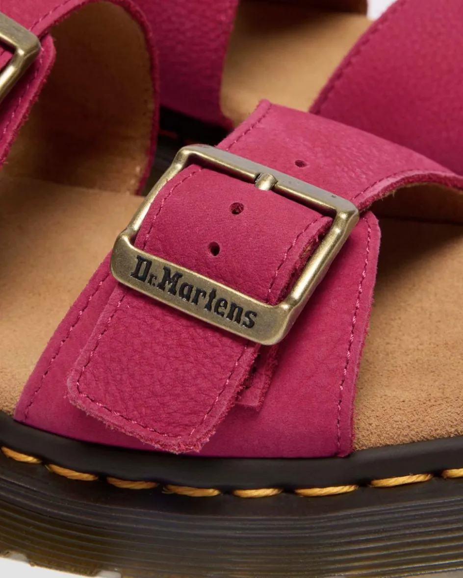 Dr. Martens Last Chance Styles|Last Chance Styles*Josef Nubuck Leather Slide Sandals in Fuchsia Pink Fuchsia Pink — Milled Nubuck Wp
