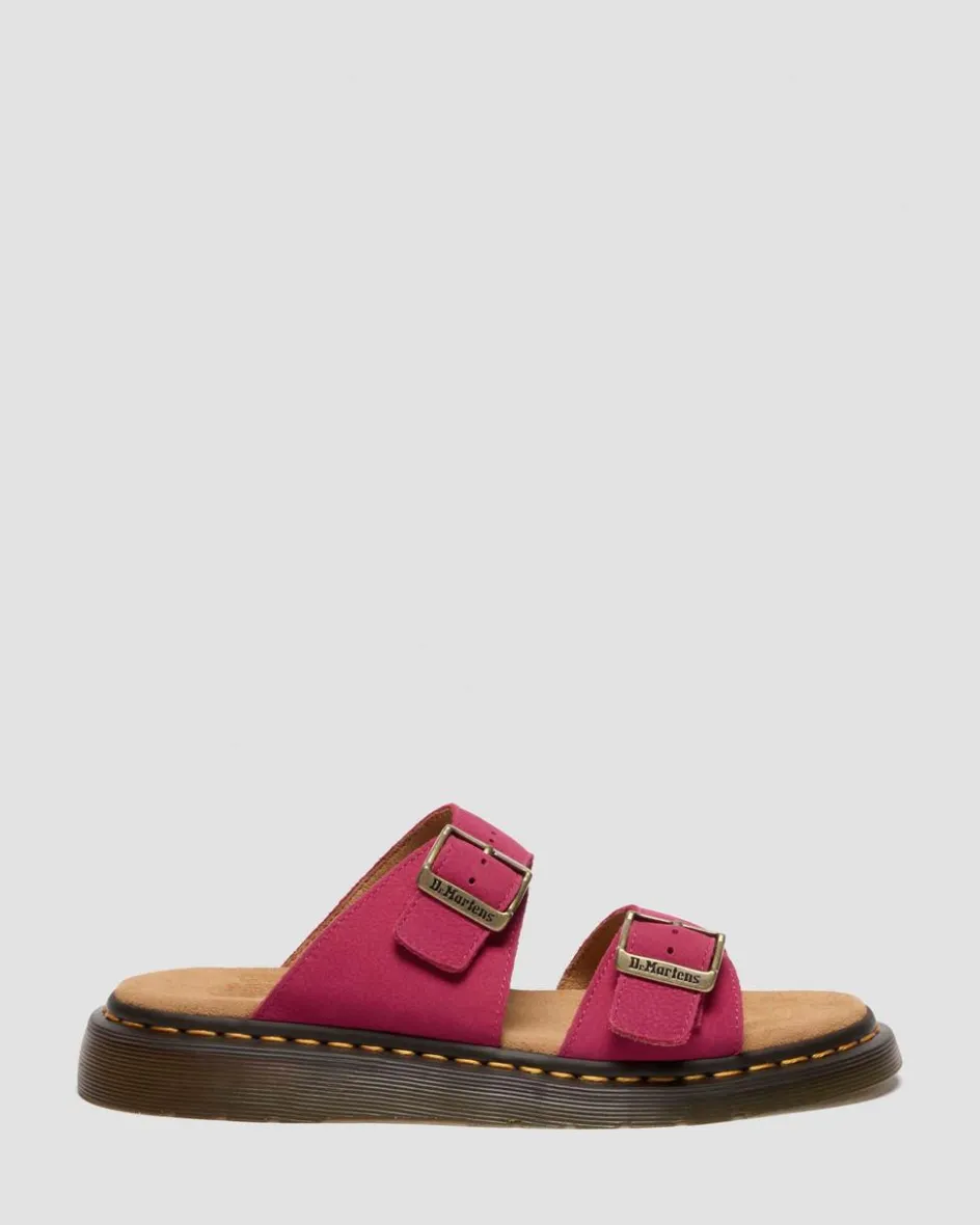 Dr. Martens Last Chance Styles|Last Chance Styles*Josef Nubuck Leather Slide Sandals in Fuchsia Pink Fuchsia Pink — Milled Nubuck Wp