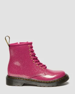 Dr. Martens Last Chance Styles*JUNIOR 1460 GLITTER PATENT LEATHER BOOTS in Fuchsia FUCHSIA+SILVER+GOLD — Nebula Glitter