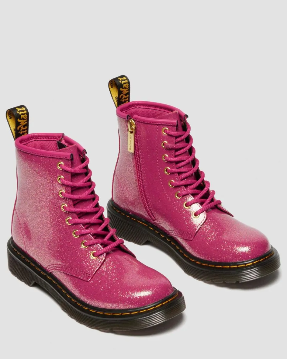 Dr. Martens Last Chance Styles*JUNIOR 1460 GLITTER PATENT LEATHER BOOTS in Fuchsia FUCHSIA+SILVER+GOLD — Nebula Glitter