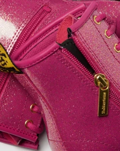 Dr. Martens Last Chance Styles*JUNIOR 1460 GLITTER PATENT LEATHER BOOTS in Fuchsia FUCHSIA+SILVER+GOLD — Nebula Glitter