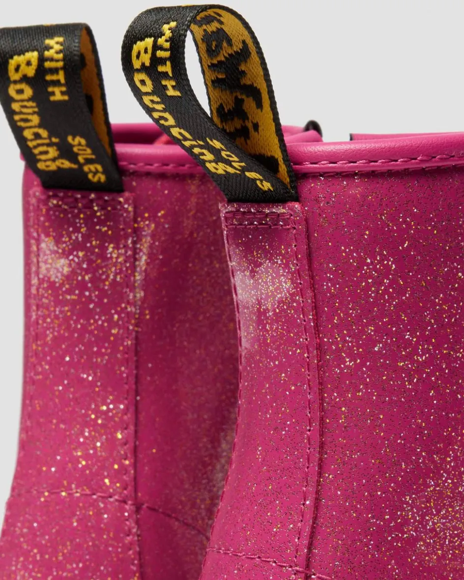 Dr. Martens Last Chance Styles*JUNIOR 1460 GLITTER PATENT LEATHER BOOTS in Fuchsia FUCHSIA+SILVER+GOLD — Nebula Glitter