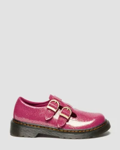 Dr. Martens Last Chance Styles*JUNIOR 8065 GLITTER PATENT LEATHER MARY JANE SHOES in Fuchsia FUCHSIA+SILVER+GOLD — Nebula Glitter