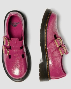 Dr. Martens Last Chance Styles*JUNIOR 8065 GLITTER PATENT LEATHER MARY JANE SHOES in Fuchsia FUCHSIA+SILVER+GOLD — Nebula Glitter