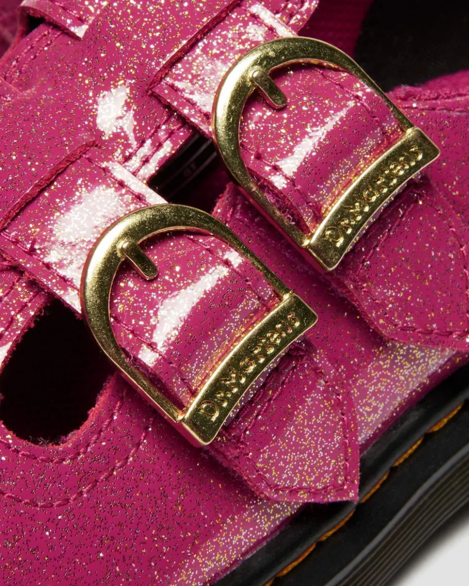 Dr. Martens Last Chance Styles*JUNIOR 8065 GLITTER PATENT LEATHER MARY JANE SHOES in Fuchsia FUCHSIA+SILVER+GOLD — Nebula Glitter