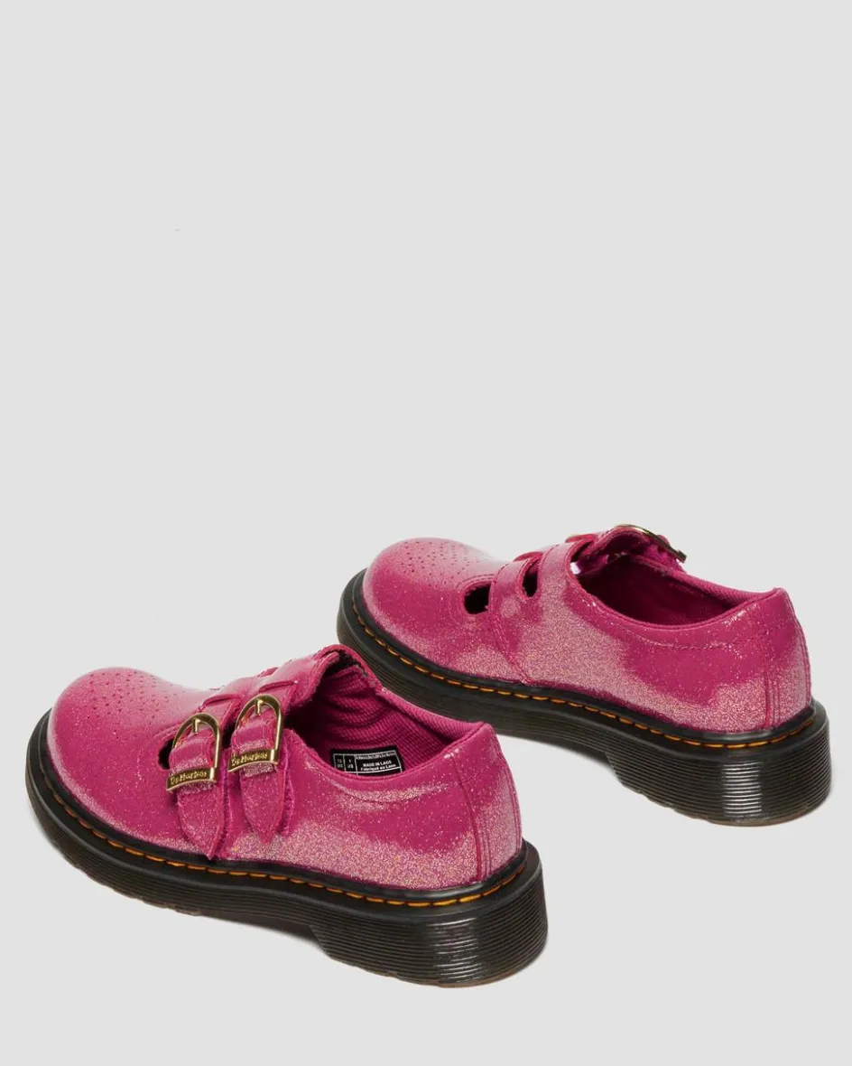Dr. Martens Last Chance Styles*JUNIOR 8065 GLITTER PATENT LEATHER MARY JANE SHOES in Fuchsia FUCHSIA+SILVER+GOLD — Nebula Glitter