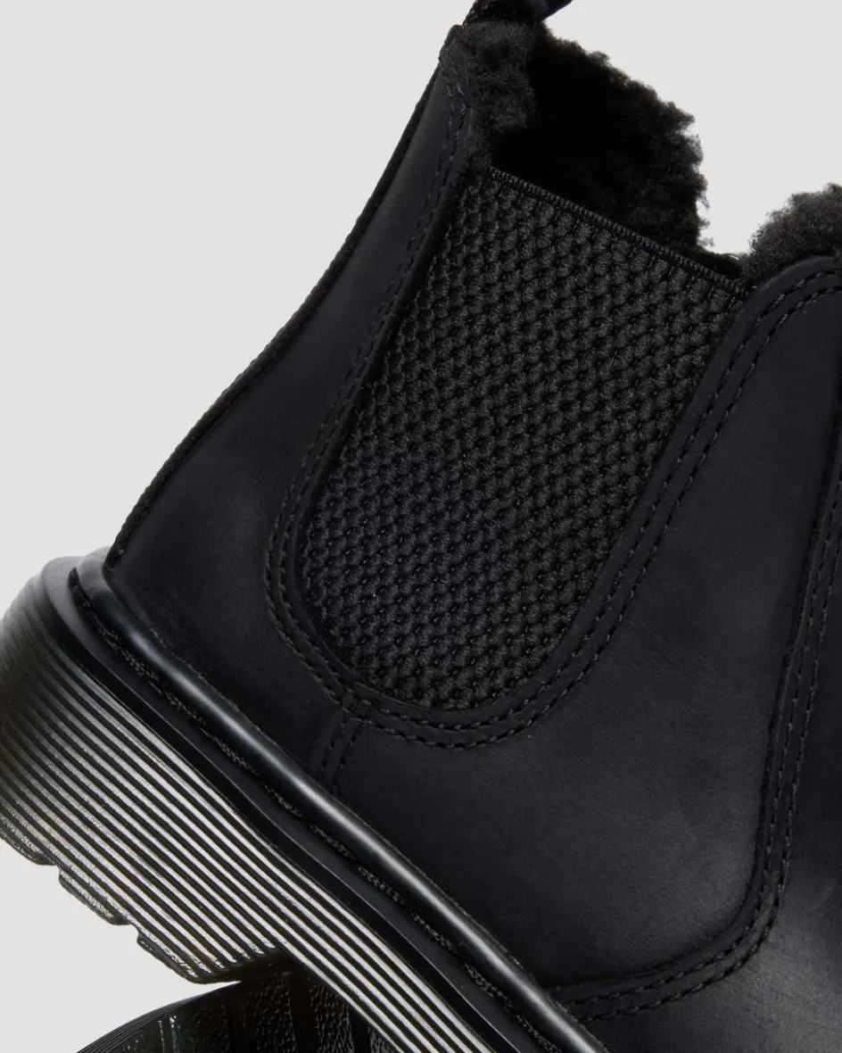 Dr. Martens Junior & 5-7 Years*Junior 2976 Leonore Faux Fur Lined Chelsea Boots in Black Black — Republic Waterproof