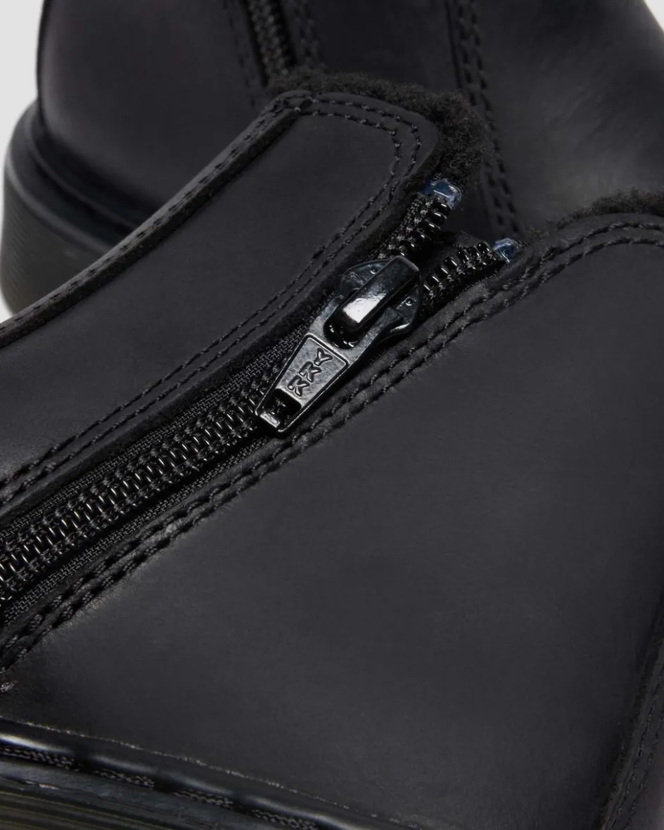 Dr. Martens Junior & 5-7 Years*Junior 2976 Leonore Faux Fur Lined Chelsea Boots in Black Black — Republic Waterproof
