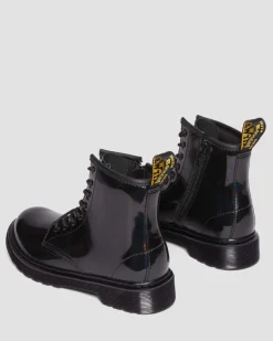 Dr. Martens Last Chance Styles*Junior 1460 Rainbow Patent Leather Lace Up Boots in Black Black — Rainbow Patent