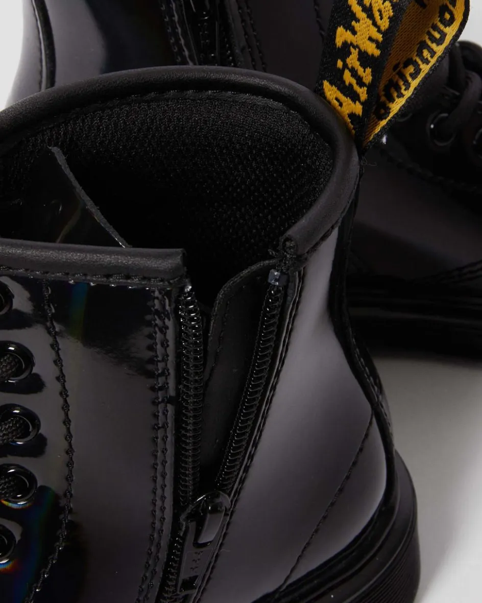 Dr. Martens Last Chance Styles*Junior 1460 Rainbow Patent Leather Lace Up Boots in Black Black — Rainbow Patent