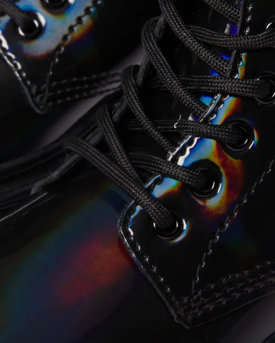 Dr. Martens Last Chance Styles*Junior 1460 Rainbow Patent Leather Lace Up Boots in Black Black — Rainbow Patent