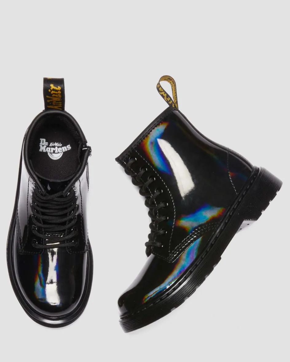 Dr. Martens Last Chance Styles*Junior 1460 Rainbow Patent Leather Lace Up Boots in Black Black — Rainbow Patent