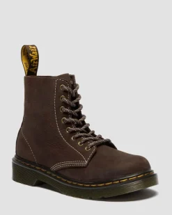 Dr. Martens New And Featured|Junior & 5-7 Years*Junior 1460 Tumbled Nubuck Boots in Dark Brown Dark Brown — Tumbled Nubuck