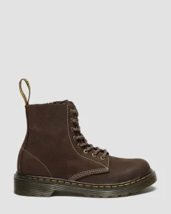 Dr. Martens New And Featured|Junior & 5-7 Years*Junior 1460 Tumbled Nubuck Boots in Dark Brown Dark Brown — Tumbled Nubuck