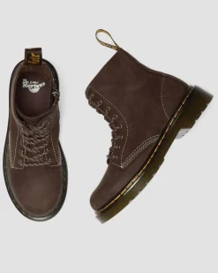 Dr. Martens New And Featured|Junior & 5-7 Years*Junior 1460 Tumbled Nubuck Boots in Dark Brown Dark Brown — Tumbled Nubuck