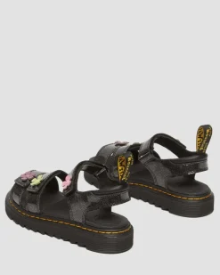 Dr. Martens Last Chance Styles*Junior Klaire Coated Glitter Velcro Sandals in Black Black+Multi — Coated Glitter Pu+Athena