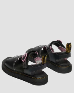 Dr. Martens Junior & 5-7 Years*Junior Marlowe II Glitter Heart Leather Strap Shoes in Black BLACK — Lucido+Nebula Glitter