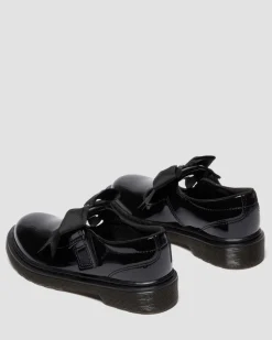 Dr. Martens Junior & 5-7 Years*Junior Polley Ii Bow Patent Leather Mary Jane Shoes in Black Black — Patent Lamper