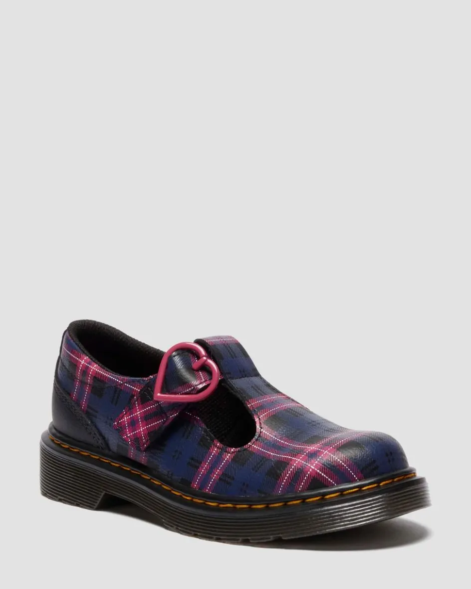 Dr. Martens Last Chance Styles*JUNIOR POLLEY II PINK TARTAN MARY JANE SHOES