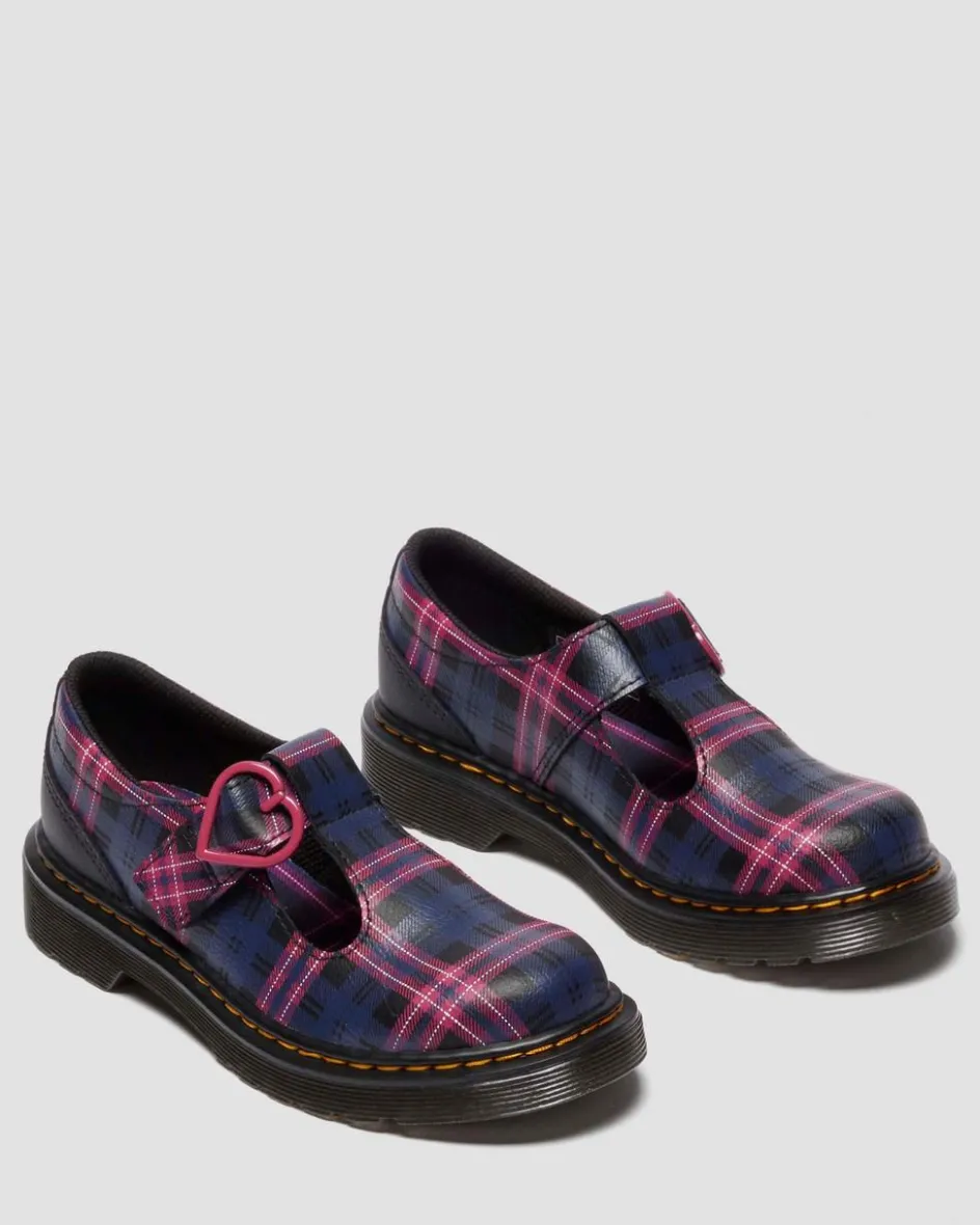 Dr. Martens Last Chance Styles*JUNIOR POLLEY II PINK TARTAN MARY JANE SHOES