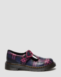 Dr. Martens Last Chance Styles*JUNIOR POLLEY II PINK TARTAN MARY JANE SHOES