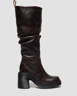 Dr. Martens Tall And Knee High Boots|New And Featured*Kasey Kinsley Leather Knee High Heeled Boots in DARK BROWN