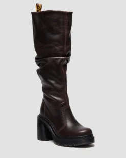 Dr. Martens Tall And Knee High Boots|New And Featured*Kasey Kinsley Leather Knee High Heeled Boots in DARK BROWN