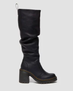 Dr. Martens Tall And Knee High Boots|New And Featured*Kasey Virginia Leather Tall Heeled Boots in Black Black — Virginia