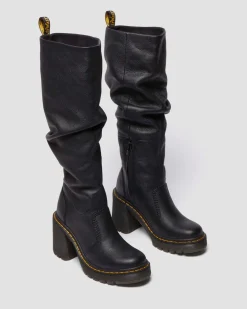Dr. Martens Tall And Knee High Boots|New And Featured*Kasey Virginia Leather Tall Heeled Boots in Black Black — Virginia