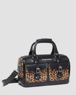 Dr. Martens New And Featured|Accessories*Leopard Print Hair-On Top Handle Bag in Black Black+Tan — Kiev + Mini Leopard Spot Hair On