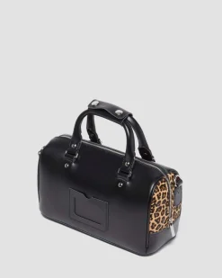 Dr. Martens New And Featured|Accessories*Leopard Print Hair-On Top Handle Bag in Black Black+Tan — Kiev + Mini Leopard Spot Hair On
