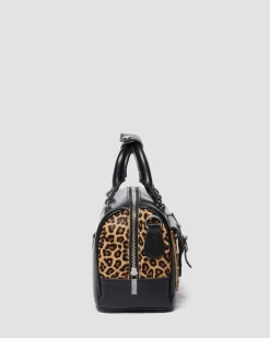 Dr. Martens New And Featured|Accessories*Leopard Print Hair-On Top Handle Bag in Black Black+Tan — Kiev + Mini Leopard Spot Hair On