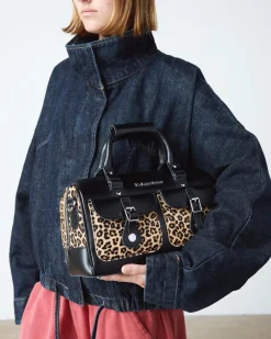 Dr. Martens New And Featured|Accessories*Leopard Print Hair-On Top Handle Bag in Black Black+Tan — Kiev + Mini Leopard Spot Hair On