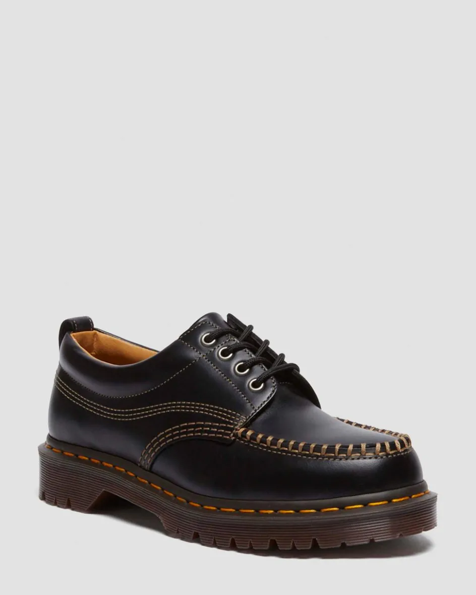 Dr. Martens Shoes|New And Featured*Lowell Leather Moc Toe Shoes in Black Black — Analine