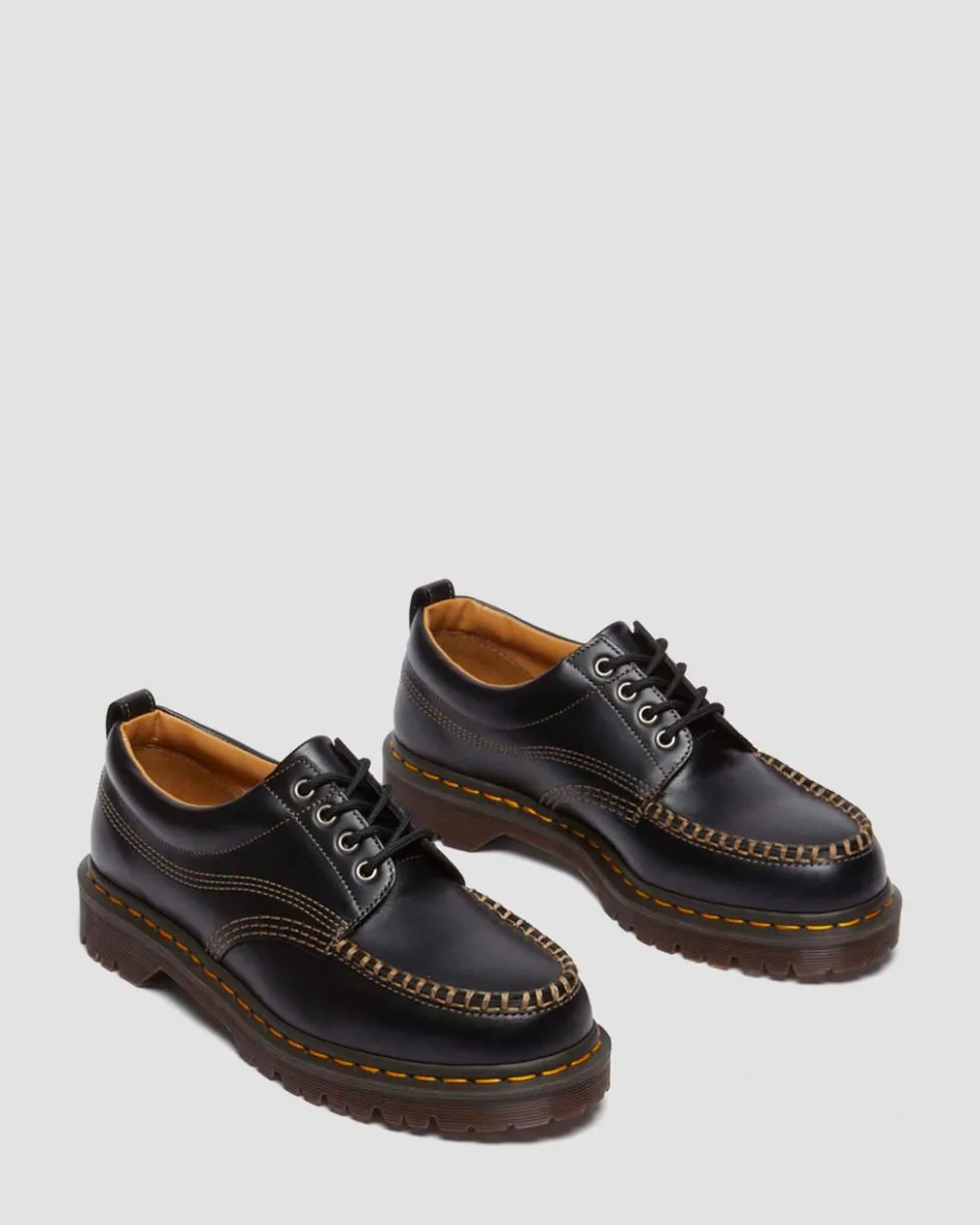 Dr. Martens Shoes|New And Featured*Lowell Leather Moc Toe Shoes in Black Black — Analine