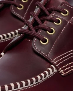 Dr. Martens Shoes|New And Featured*Lowell Leather Moc Toe Shoes in Cherry Red CHERRY RED — Orleans