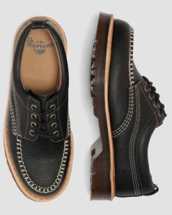 Dr. Martens Shoes|New And Featured*Lowell Wild Grain Leather Moc Toe Shoes in Black BLACK — Wild Grain