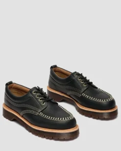 Dr. Martens Shoes|New And Featured*Lowell Wild Grain Leather Moc Toe Shoes in Black BLACK — Wild Grain
