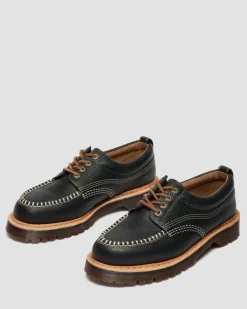 Dr. Martens Shoes|New And Featured*Lowell Wild Grain Leather Moc Toe Shoes in Black BLACK — Wild Grain