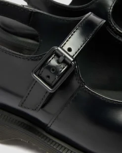 Dr. Martens Mother'S Day Gifts|Shoes*Madaline Mary Jane Smooth Leather Sling Back Shoes in Black Black — Polished Smooth