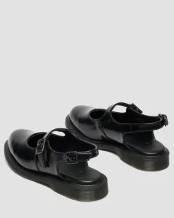 Dr. Martens Mother'S Day Gifts|Shoes*Madaline Mary Jane Smooth Leather Sling Back Shoes in Black Black — Polished Smooth